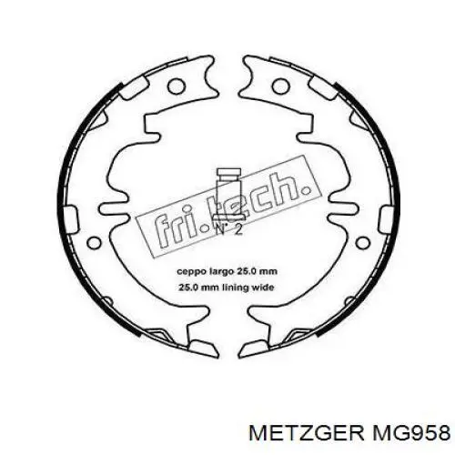 MG958 Metzger juego de zapatas de frenos, freno de estacionamiento