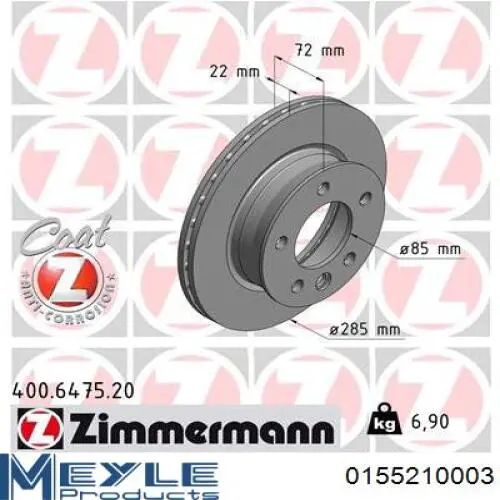 Comprar 0155210003 Meyle Freno de disco delantero
