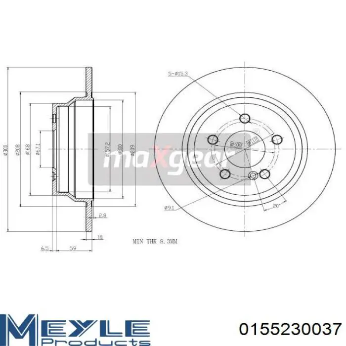 Disco de freno trasero BDR199510 Open Parts