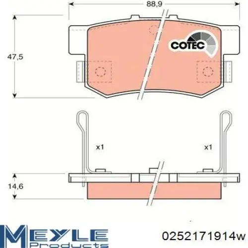 Pastillas de freno traseras MEYLE 0252171914W