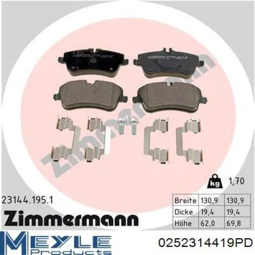 A005420622041 Mercedes Pastillas delanteras