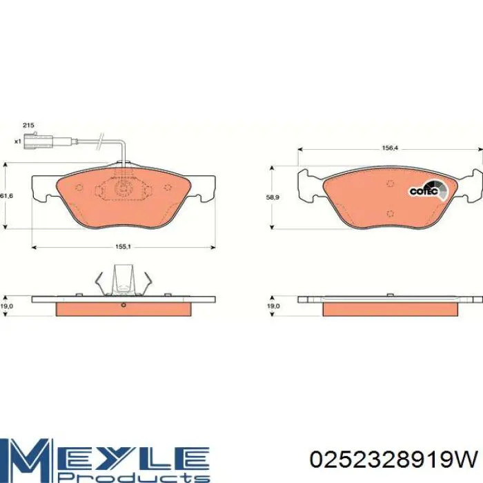 MEYLE 0252328919W término análogo VALEO 598308 pastillas de freno delanteras
