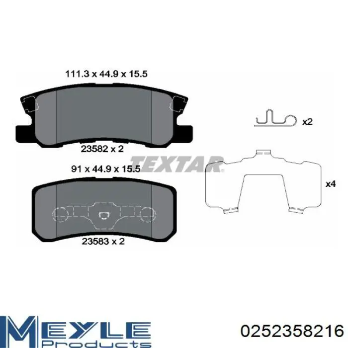 Pastillas de freno traseras MZ690183 Mitsubishi