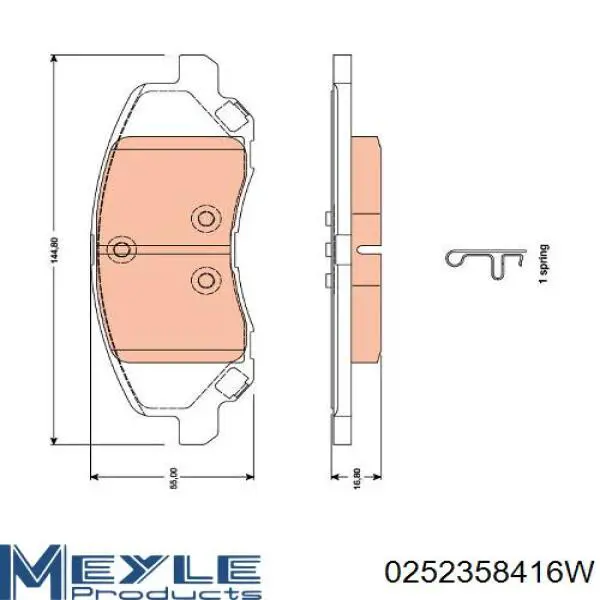 Comprar 0252358416W Meyle Pastillas delanteras de freno