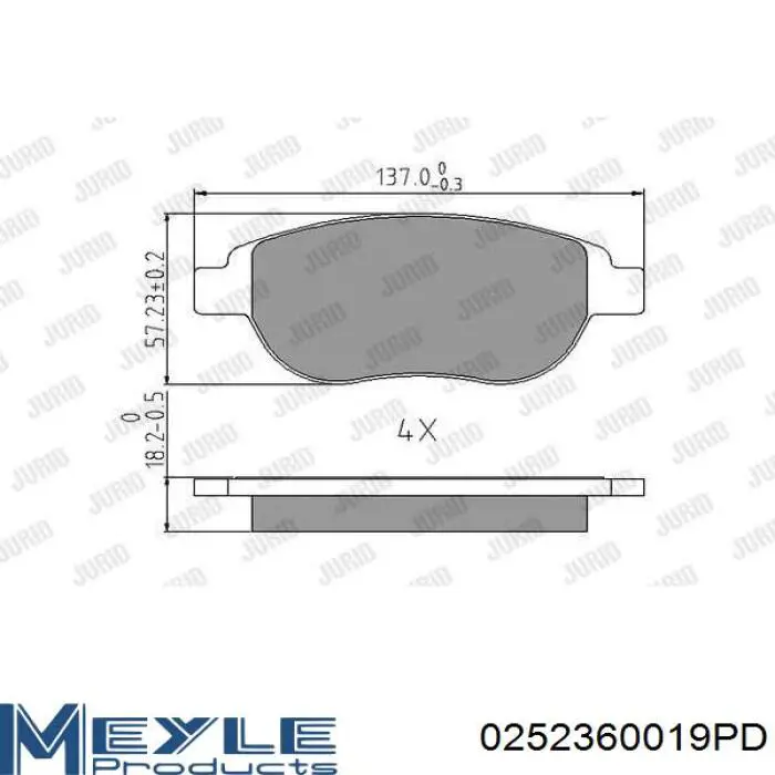 0252360019PD Meyle pastillas de freno delanteras
