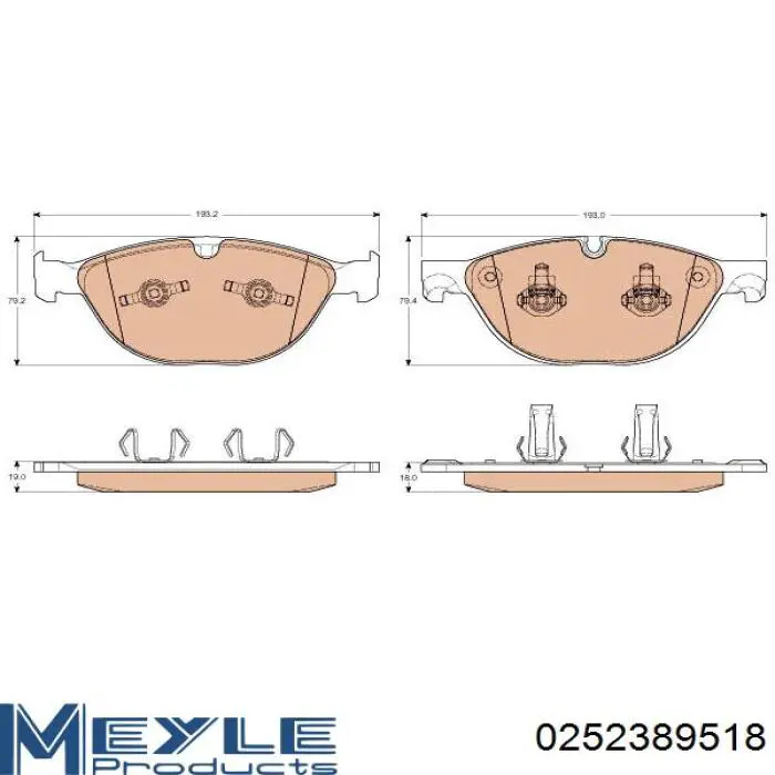 025 238 9518 Meyle pastillas de freno delanteras