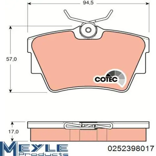 Pastillas traseras de freno Meyle 0252398017 precio, desde 21,99 EUR