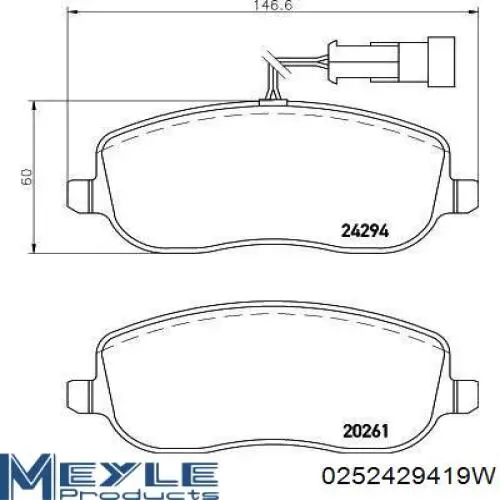 0252429419W Meyle pastillas de freno delanteras
