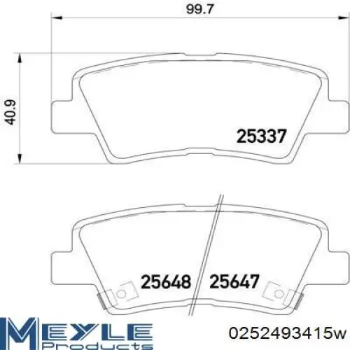 Pastillas de freno traseras MEYLE 0252493415W