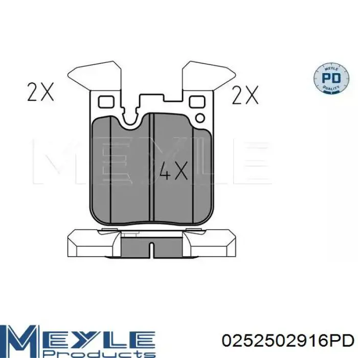 0252502916PD Meyle pastillas de freno traseras