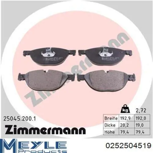 A1020500205 Mercedes Pastillas delanteras