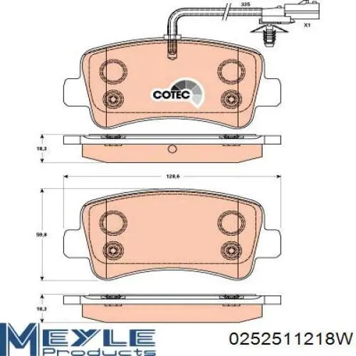 0252511218W Meyle pastillas de freno traseras