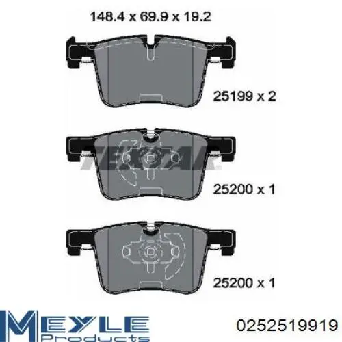 Pastillas freno delanteras Meyle 0252519919 precio, desde 47,49 EUR