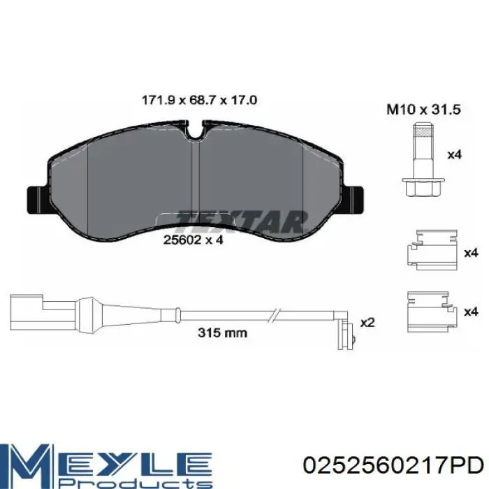 0252560217PD Meyle pastillas de freno delanteras