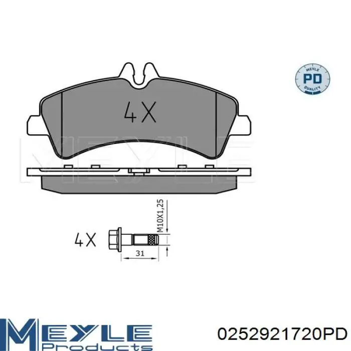 0252921720PD Meyle pastillas de freno traseras