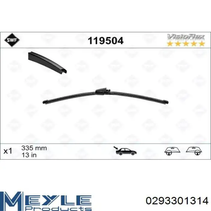 Escobilla del limpiaparabrisas trasero Meyle 0293301314 precio, desde 13,75 EUR
