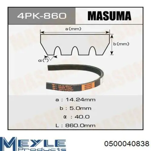 Correa trapezoidal Peugeot 205 1 741A, C