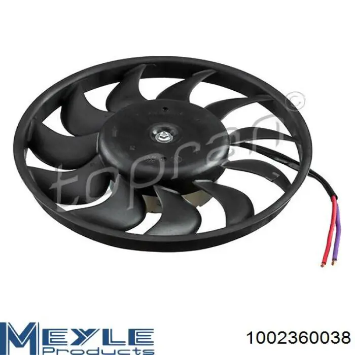 1002360038 Meyle ventilador (rodete +motor refrigeración del motor con electromotor derecho)