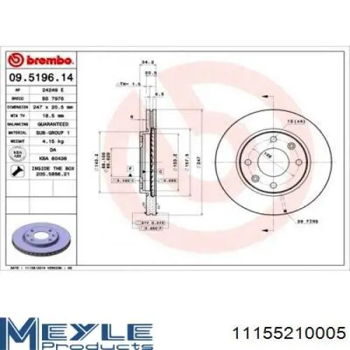 Freno de disco delantero Peugeot 205 1 741A, C