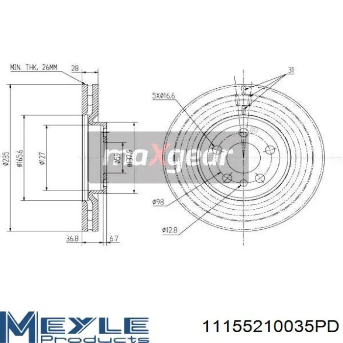 Comprar 11155210035PD Meyle Freno de disco delantero