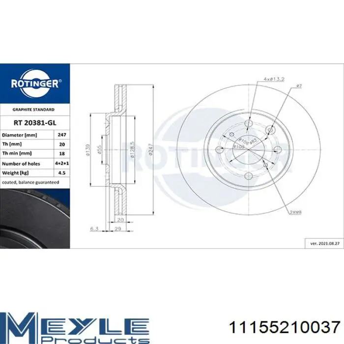 Comprar CD7527V Bremsi Freno de disco delantero