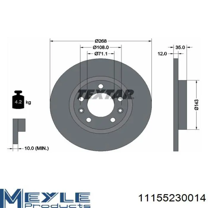 SU001A8514 Toyota Freno de disco trasero
