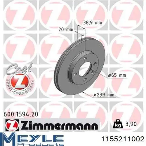 Comprar 1155211002 Meyle Freno de disco delantero