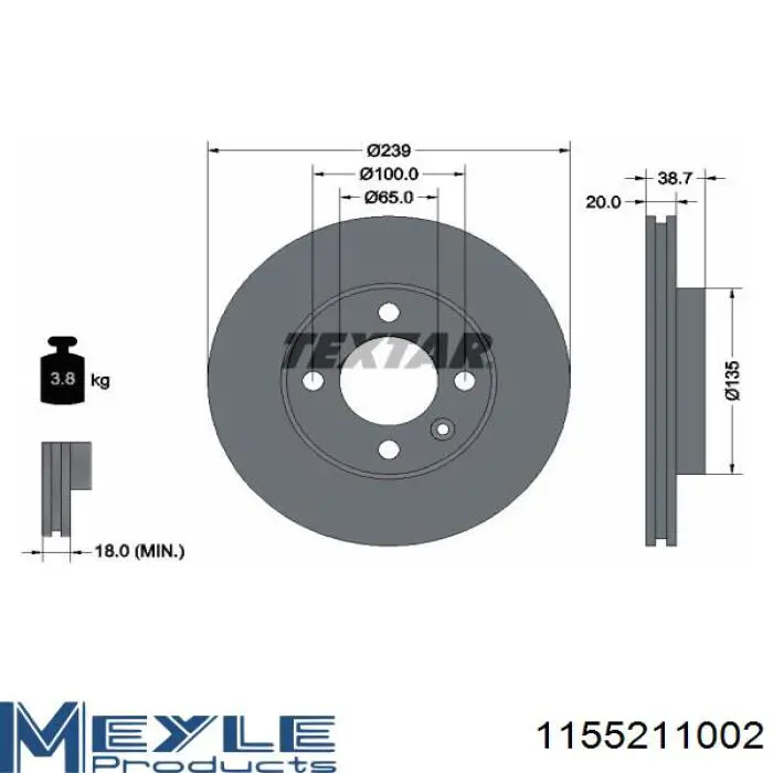 Frenos delanteros Meyle 1155211002 precio, desde 22,75 EUR