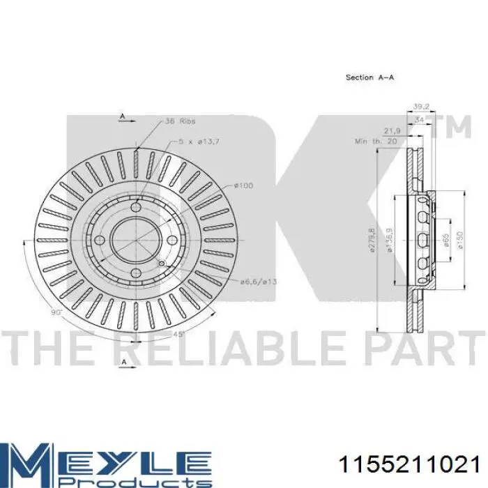 Comprar ADV184390 Blue Print Freno de disco delantero