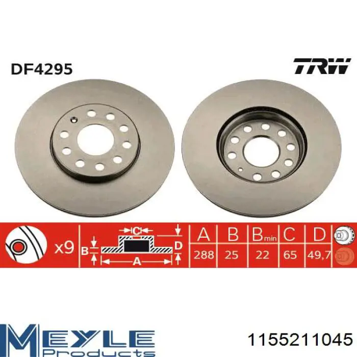 Freno de disco delantero Volkswagen Caddy 2 9K9