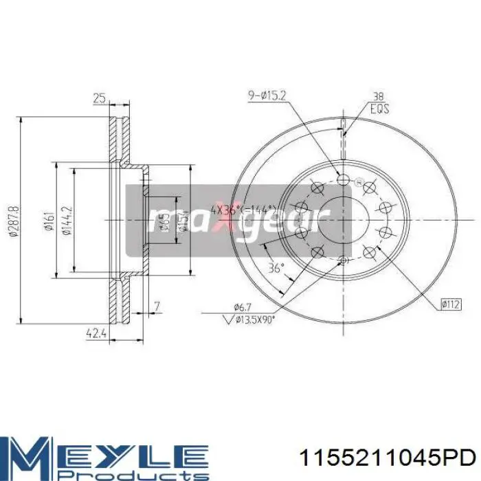 Freno de disco delantero Volkswagen Caddy 2 9K9