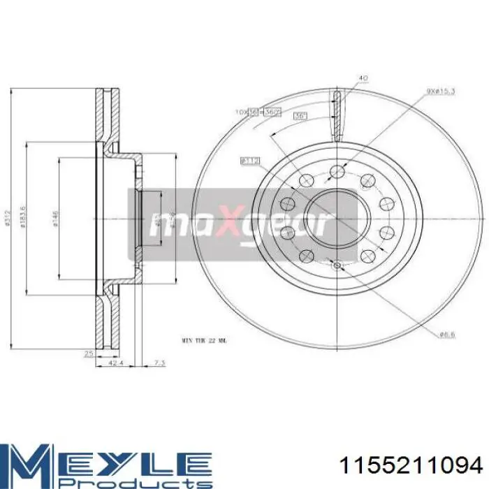 Comprar 1155211094 Meyle Freno de disco delantero