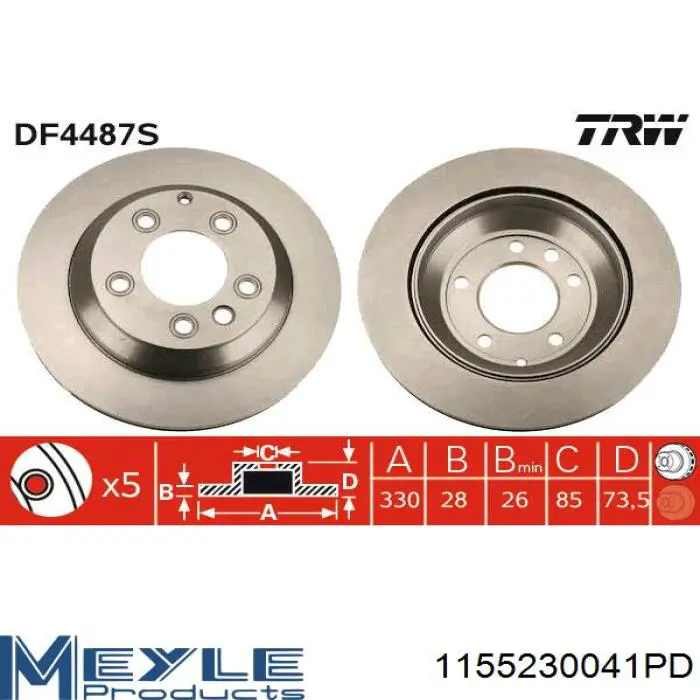 Disco de freno trasero 428149 ATE