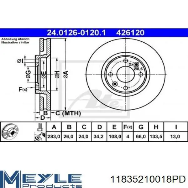 Freno de disco delantero Citroen C4 UD