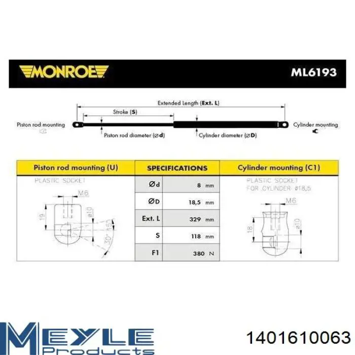 Comprar 2041133 Doga Amortiguador de puerta trasera
