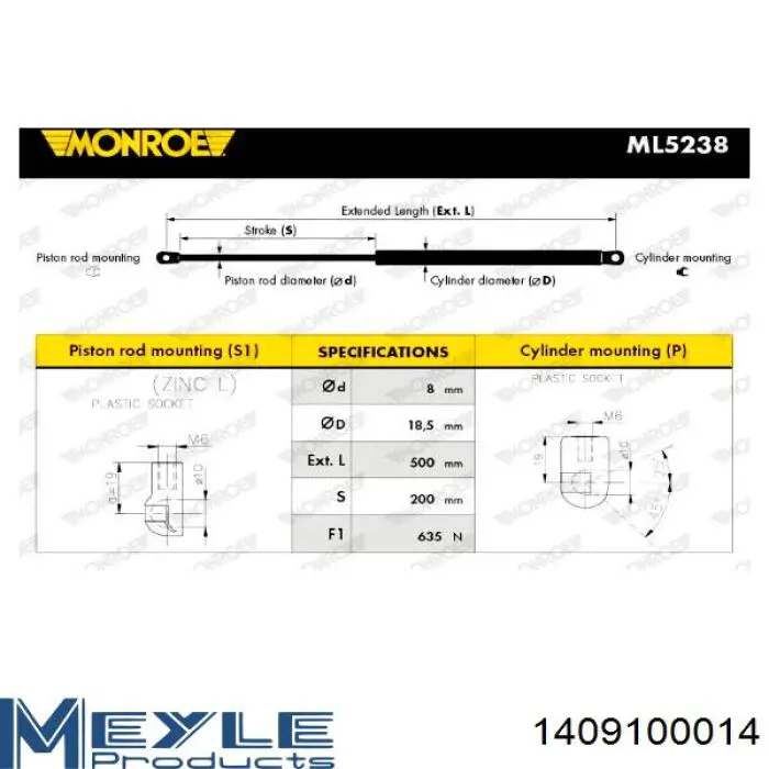 Amortiguador de maletero Sato Tech ST50063 precio, desde 13,86 EUR