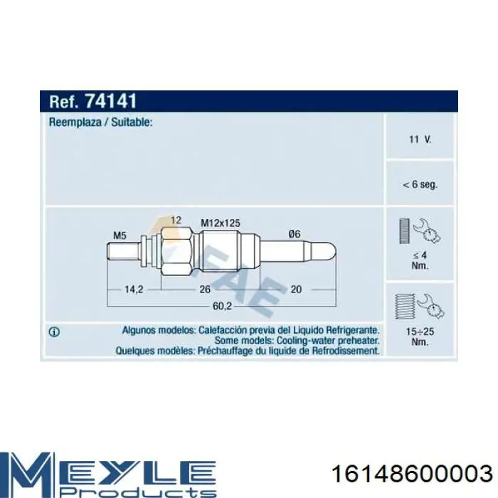 Bujía de precalentamiento NGK 6136