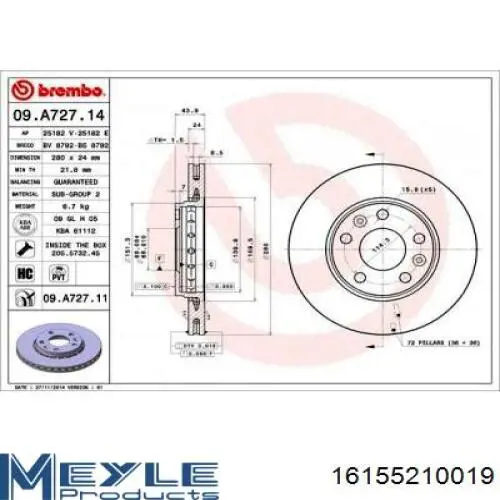 Freno de disco delantero Renault DUSTER 2 HM