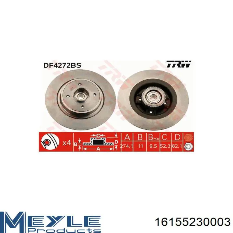 Disco de freno trasero NFB5612 NFC