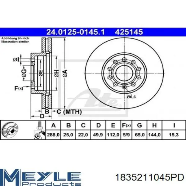Freno de disco delantero Volkswagen Caddy 2 9K9