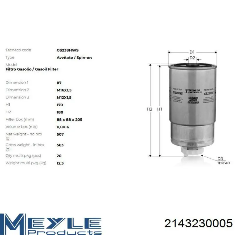 Filtro de gasoil AVS M814