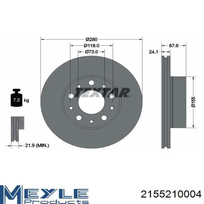Disco de freno 1300501080 Fiat/Alfa/Lancia