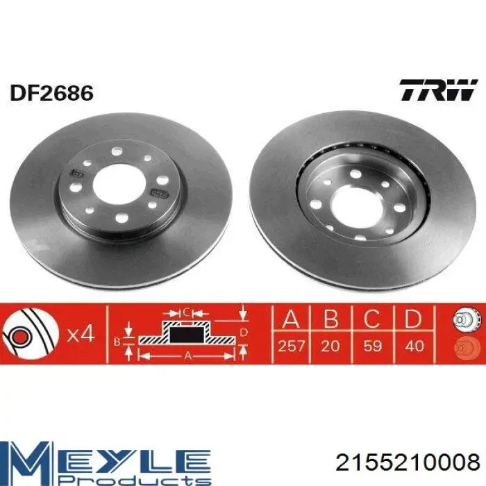Disco de freno delantero Fiat/Alfa/Lancia 61810076