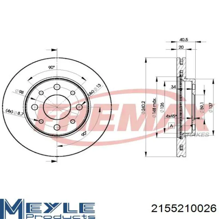 Disco de freno 0046788929 Fiat/Alfa/Lancia