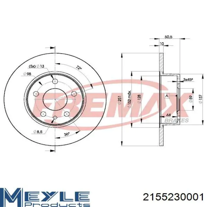 Disco de freno trasero Alfa Romeo 147 937