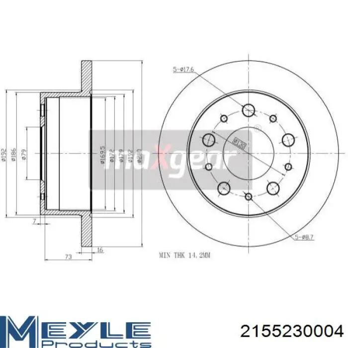 Disco de freno trasero ADP154326 Blue Print