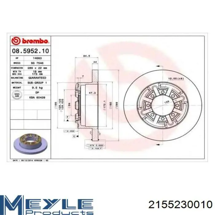 Disco de freno trasero Meyle 2155230010 precio, desde 46,01 EUR