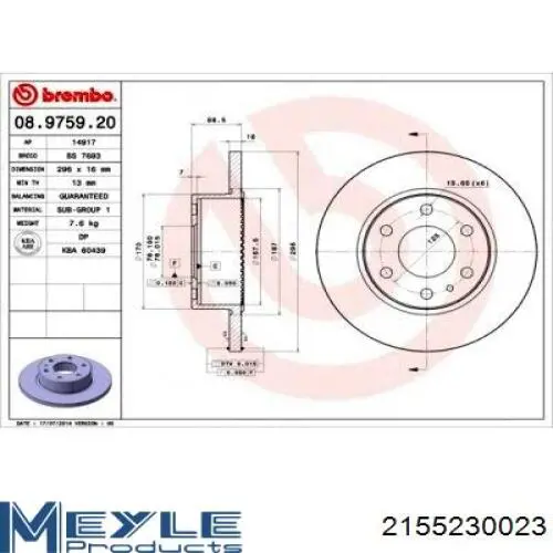 Comprar 986479638 Bosch Disco de freno trasero