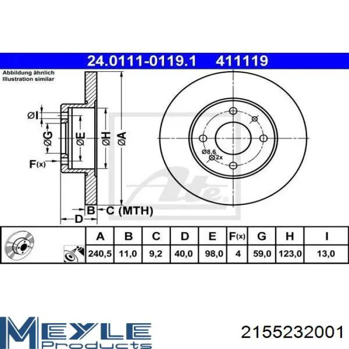 Disco de freno trasero Alfa Romeo 146 930