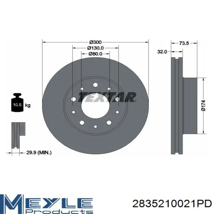 2835210021PD Meyle freno de disco delantero